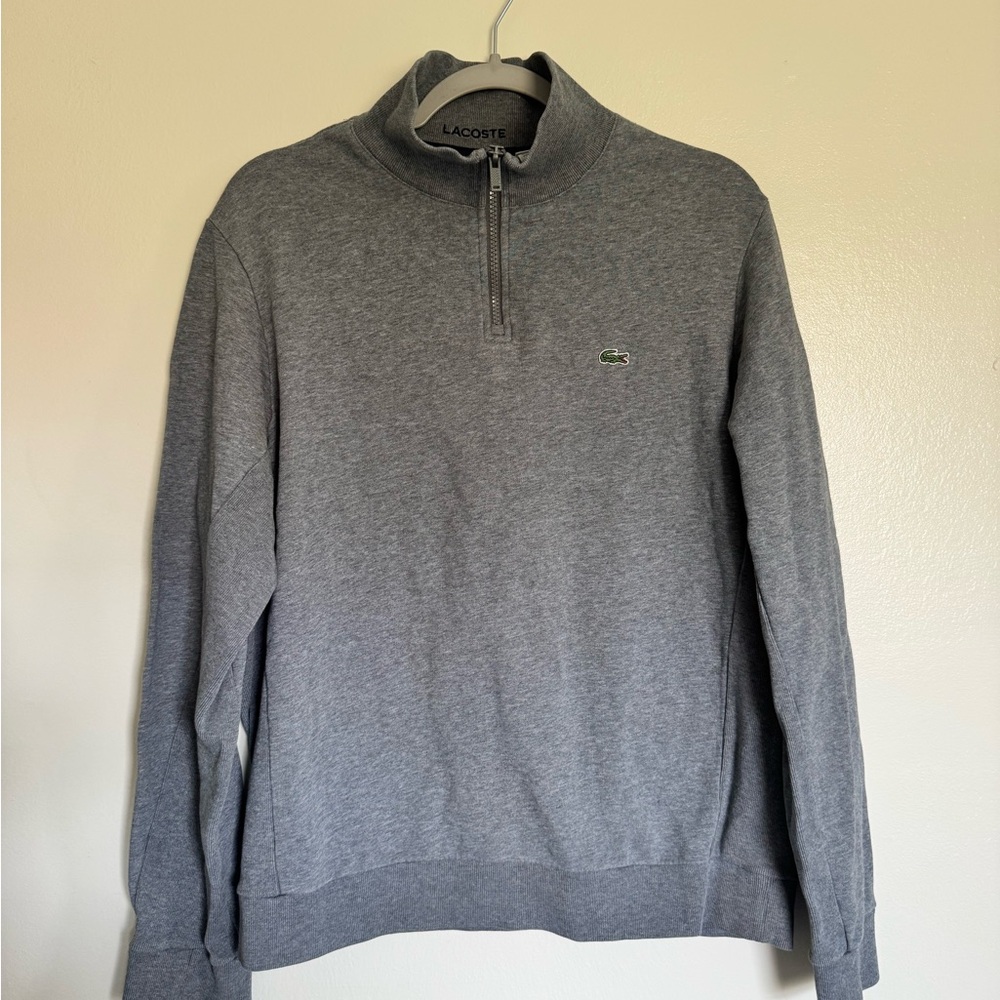 LACOSTE 1/4 Zip Pullover Sweater / Sweatshirt / Jumper - Men's Size XL - Gray